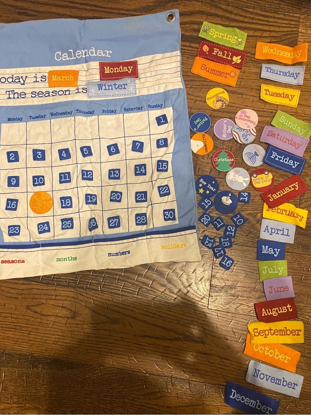 Pottery Barn Kids Blue Felt Learning Calendar